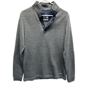 Swannies Mens Medium Gray Heathered Quarter Snap Mock Neck Golf Pullover Sweater